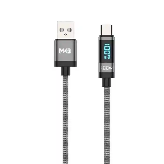 MKB UC100 USB – Type C/100W hight power/Automatic power identification with IC/ LED display / hight density braided Data cable